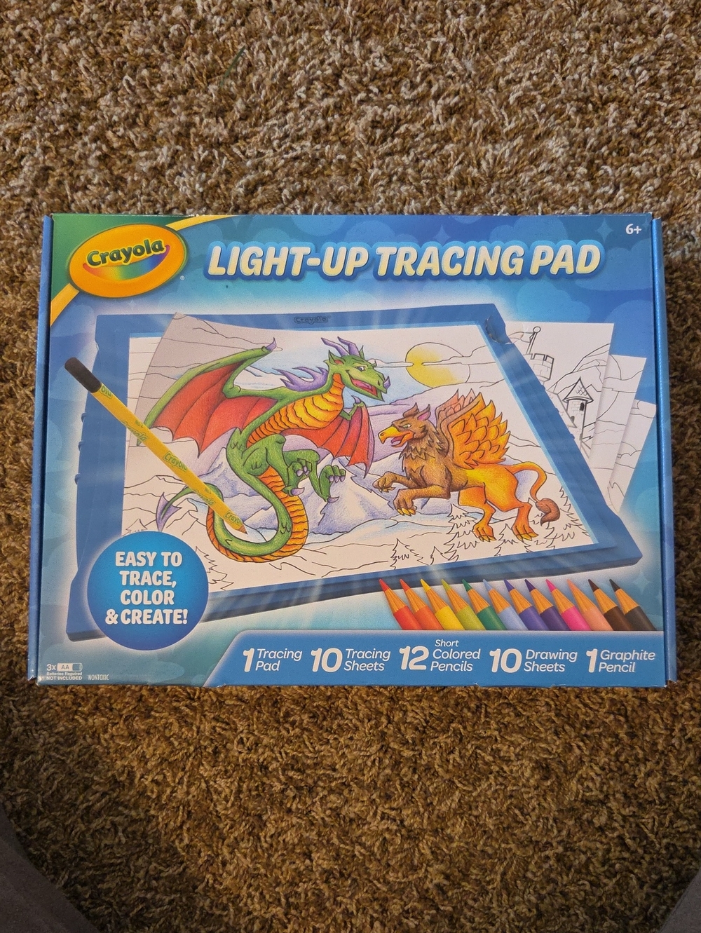Crayola Light-Up Tracing Pad with Blue Frame and Multicolor Pencils